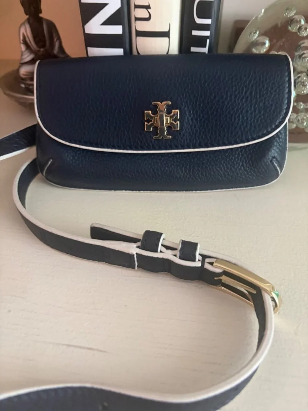 Tory Burch Leather Navy Crossbody Chest Fanny Waist Bag Mini Navy